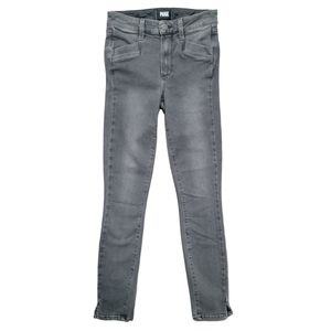 Paige Smoke Grey Skinny Stretchy Gray High Rise Jeans Slit Hem 24